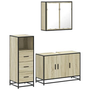 Set Mobili da Bagno | Armadio da bagno 3 pz Rovere Sonoma in Legno Multistrato