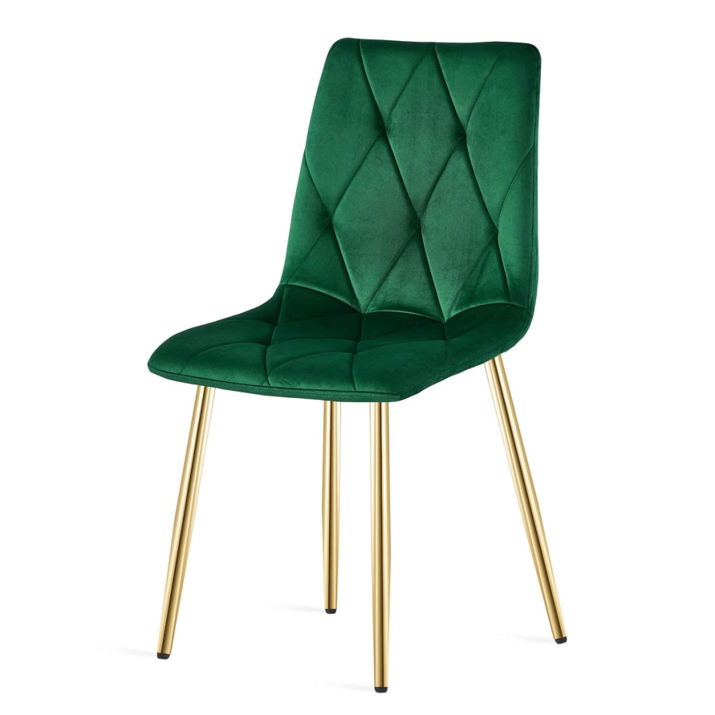 Sedia Libra in velluto verde scuro con gambe dorate