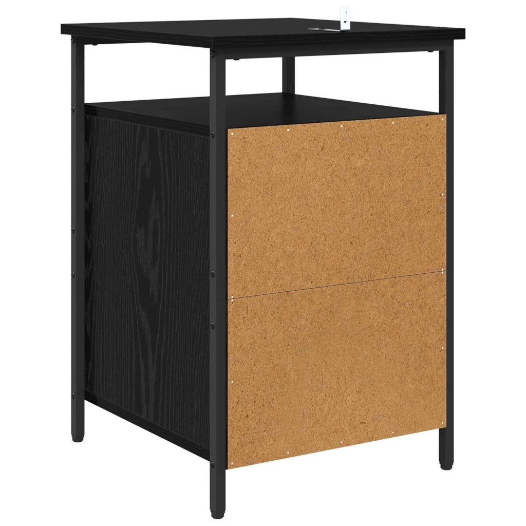 Armadio da Notte Rovere Nero 40 x 42 x 60cm Legno multistrato