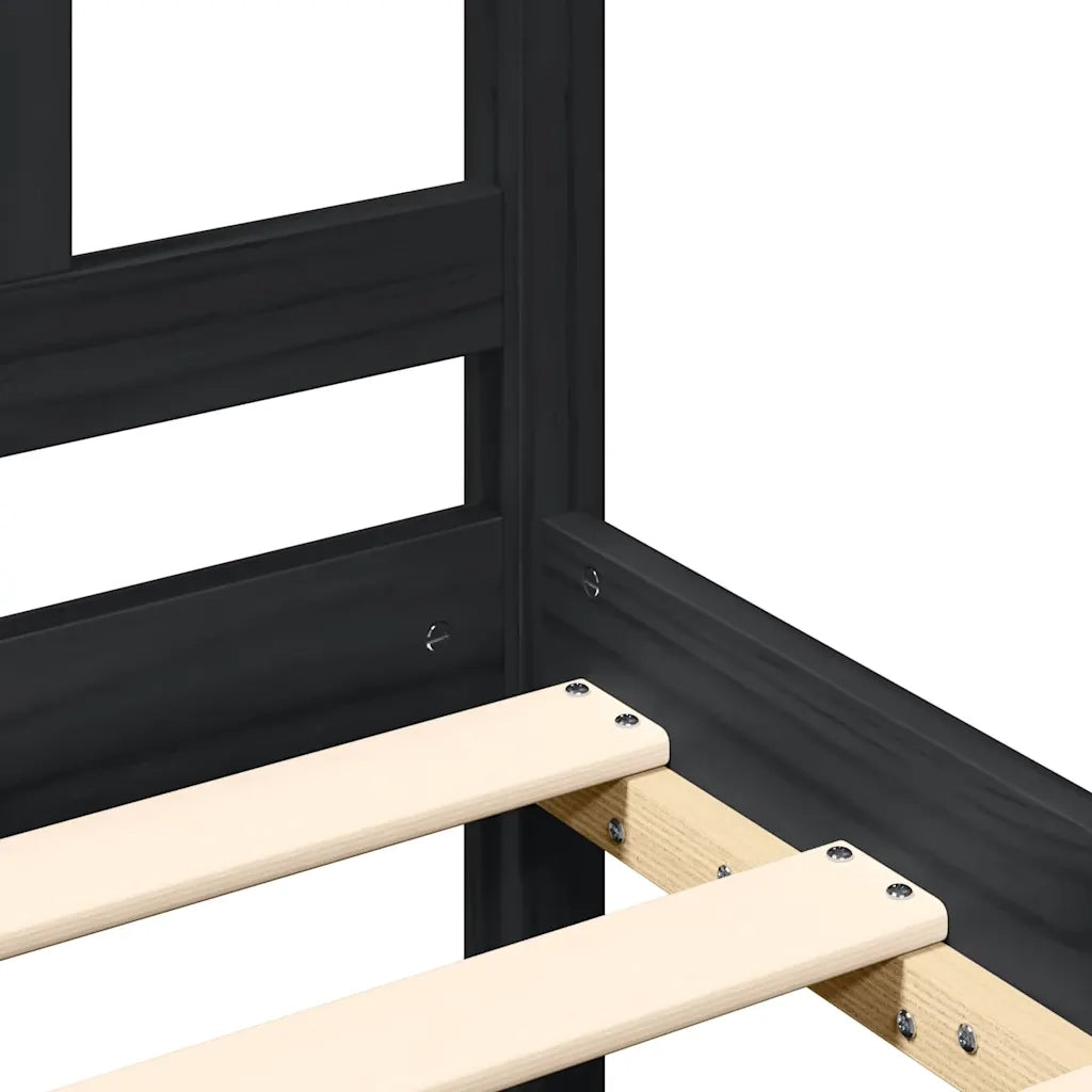 Giroletto con Testiera Nero Small Single in Legno Massello 3191935