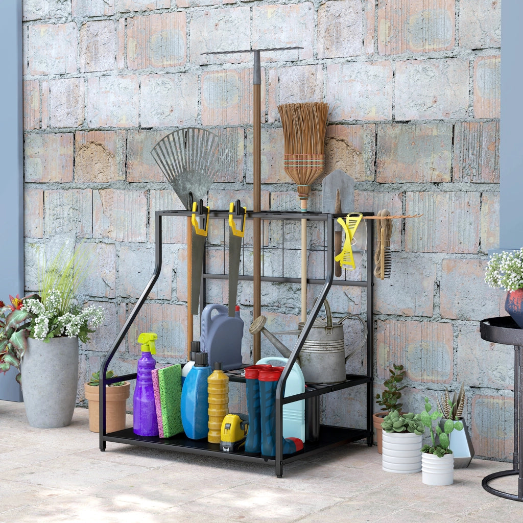 Organizer per Attrezzi da Giardino ¨C Zephmum ¨C Grigio 3 Livelli con Ganchi