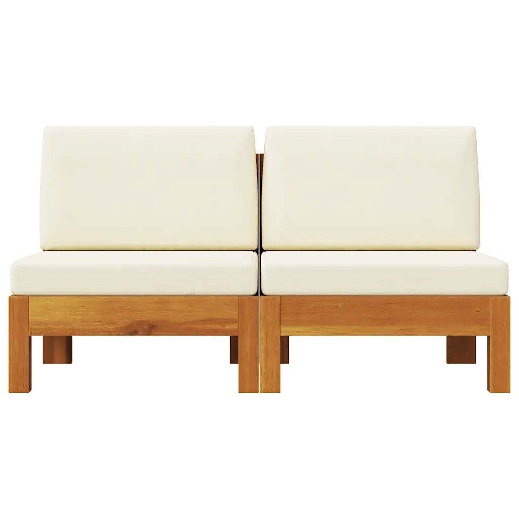 Divani Centrali 2 pz con Cuscini Bianco Crema Massello Acacia  cod mxl 63828