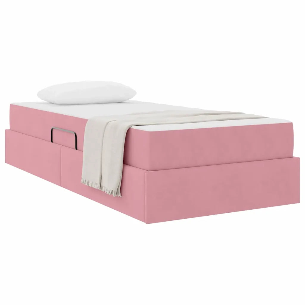 Letto con contenitore e materasso Rosa 100 x 200 cm Velluto