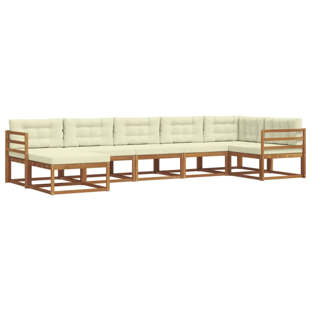 Set di divani da esterno con cuscino 7 pcs Naturale e Crema