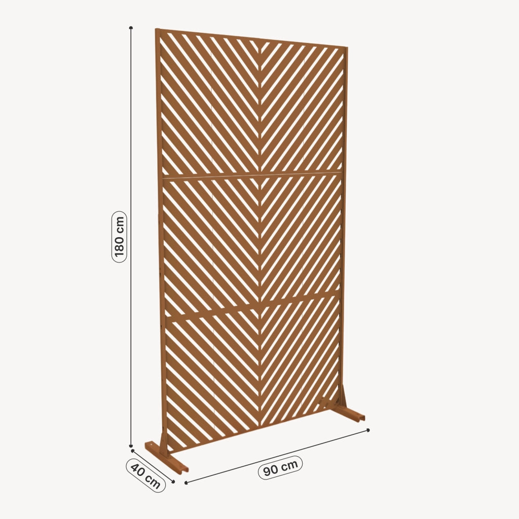 Pannello Divisorio Kekan con Struttura Decorativa in Acciaio 180 x 90 cm - Marrone casa.pro
