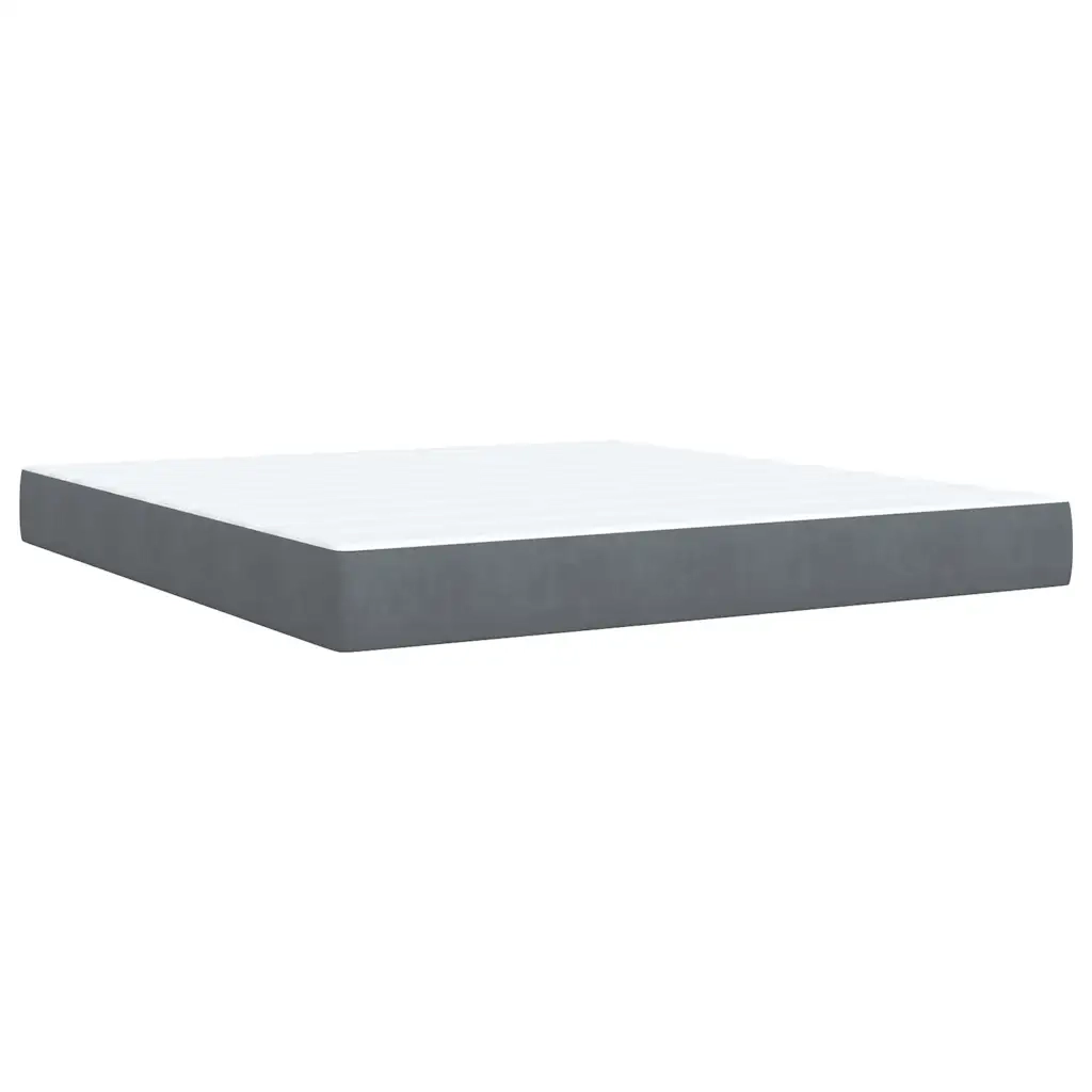 Giroletto a Molle con Materasso Grigio Scuro 180x200 cm Velluto