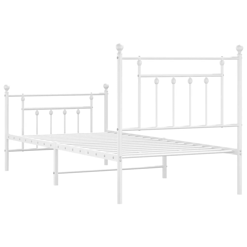 Giroletto con Testiera e Pediera Metallo Bianco 90x200 cm