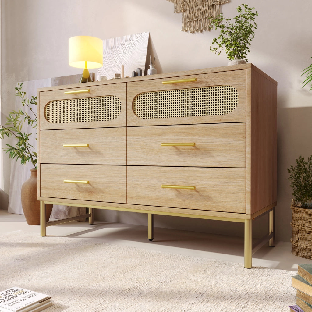 Cassettiera Sideboard 6 Cassetti ¨C MINIMAL ¨C Sonoma, Metallo, 120x40x74