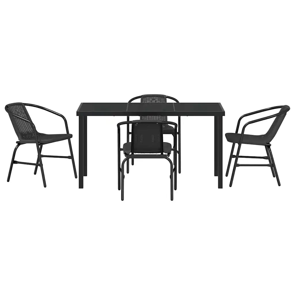 Set da Pranzo per Giardino 5 pcs Nero