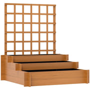 FIORIERA CON GRIGLIATO A 3 LIVELLI IN LEGNO DI ABETE E TESSUTO NON TESSUTO, 95X95X110 CM, MARRONE