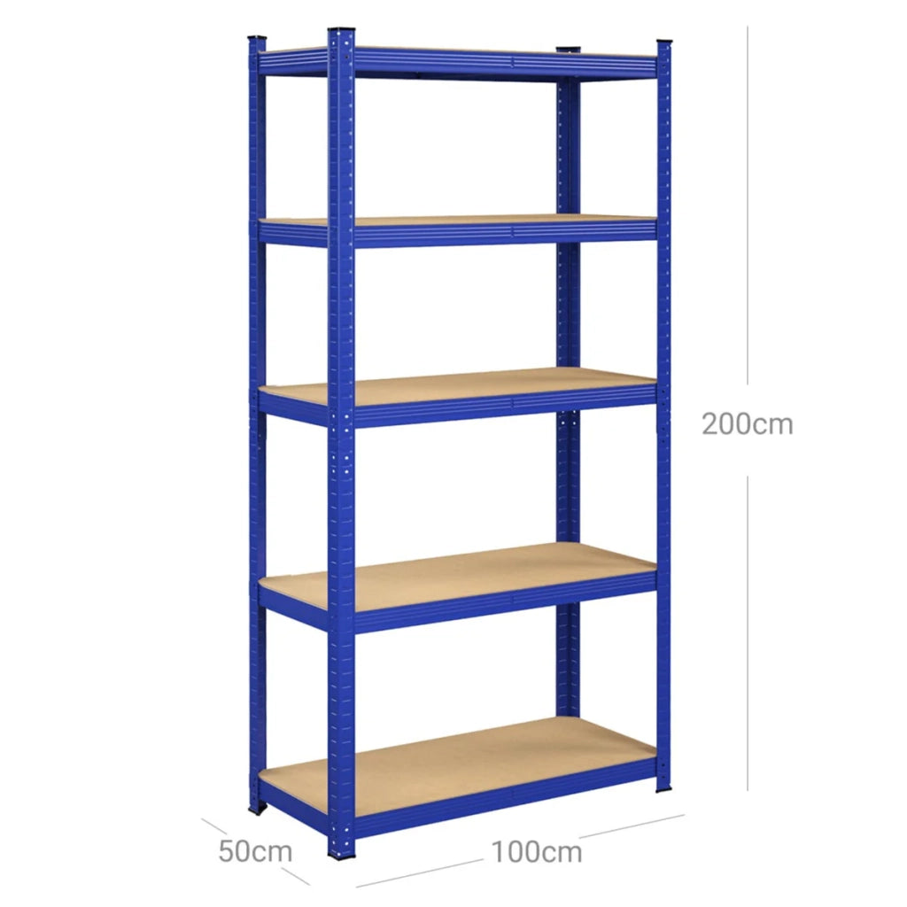 Scaffalatura metallica per carichi pesanti 200 x 100 x 50 cm 5 ripiani portata totale 875 kg (175 kg/ripiano) ripiani regolabili per garage/cantina blu 12_0002716
