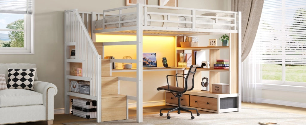 letto alto in mdf e metallo bianco 140 x 200 cm
