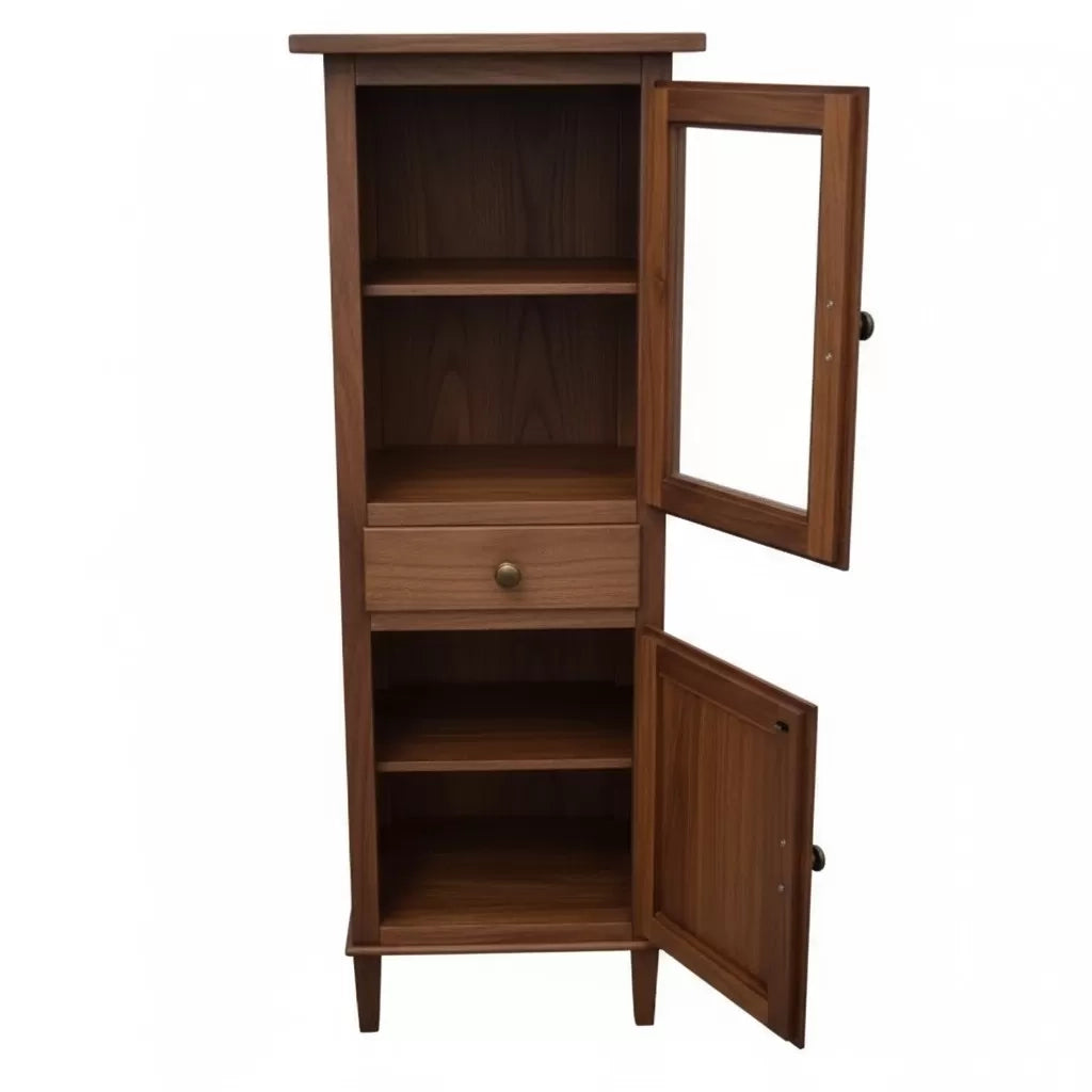 Vetrina colonna 2 porte 1 cassetto legno tinta noce 54x45x150 - Mobili 2G