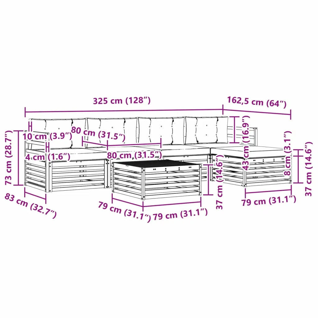 Set di divani da esterno con cuscino 6 pcs Naturale e Crema 3373320