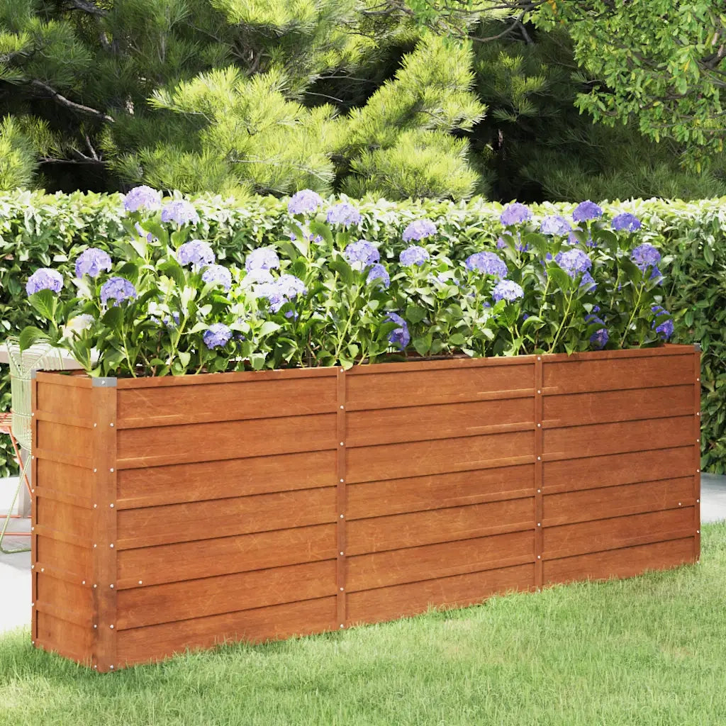 Letto Rialzato da Giardino Ruggine 240x40x77 cm Acciaio Corten 151955