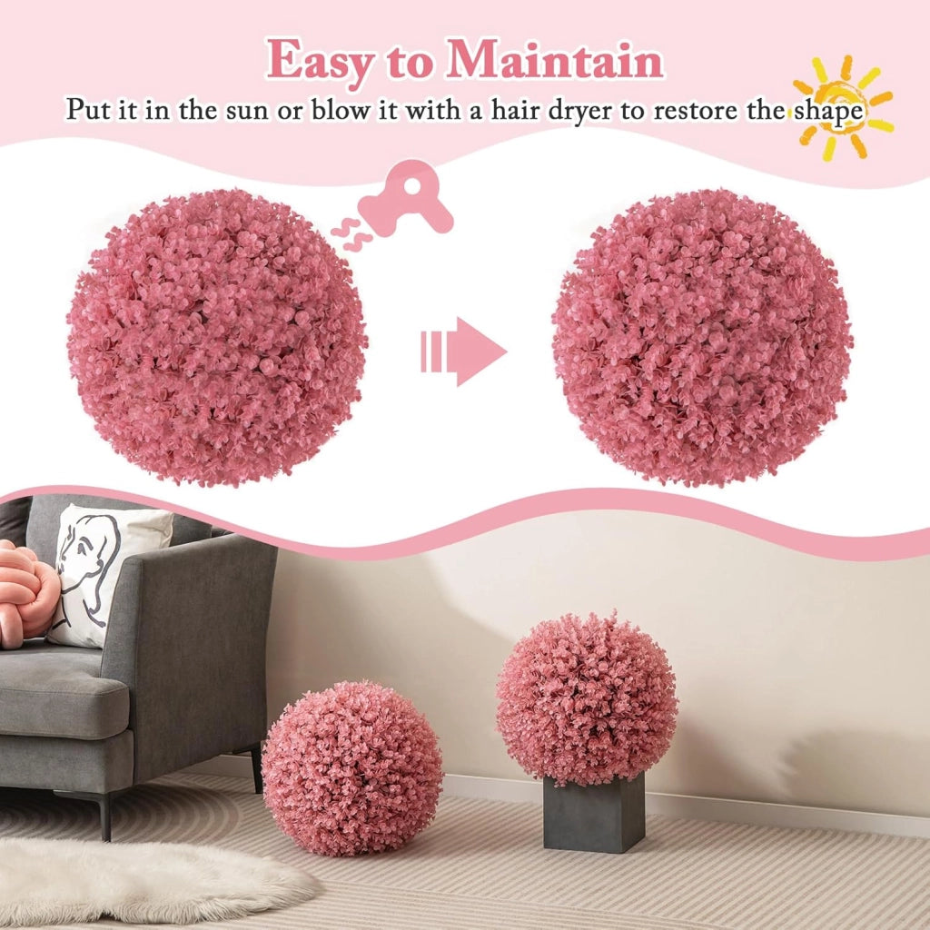 2 sfere di bosso, 44 cm, pianta artificiale di eucalipto, a forma di bosso, resistenti ai raggi UV, piante artificiali, palline decorative, per matrimonio, giardino, casa