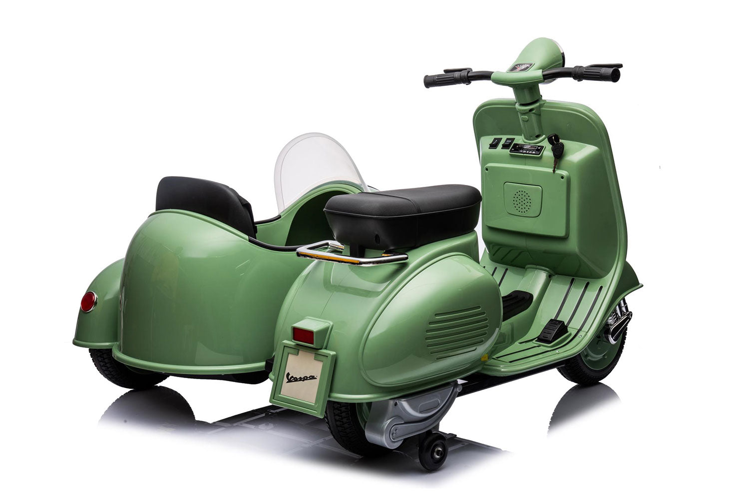 Moto Elettrica per Bambini Licenza Piaggio Vespa Sidecar 12V Verde