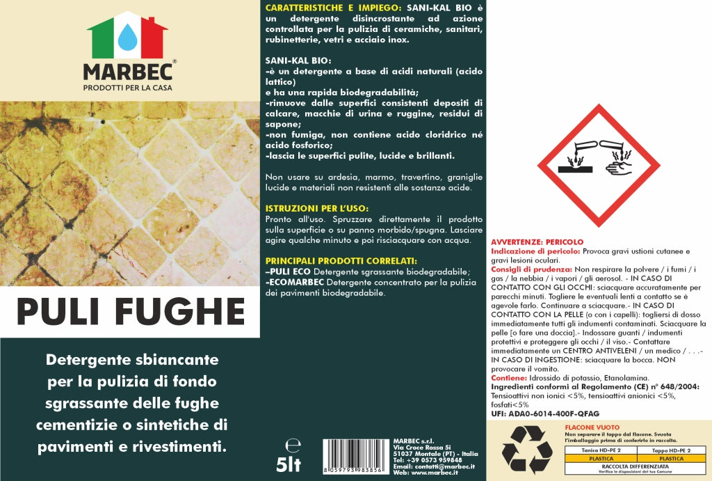 Come pulire le fughe dei pavimenti PULI FUGHE   5LT