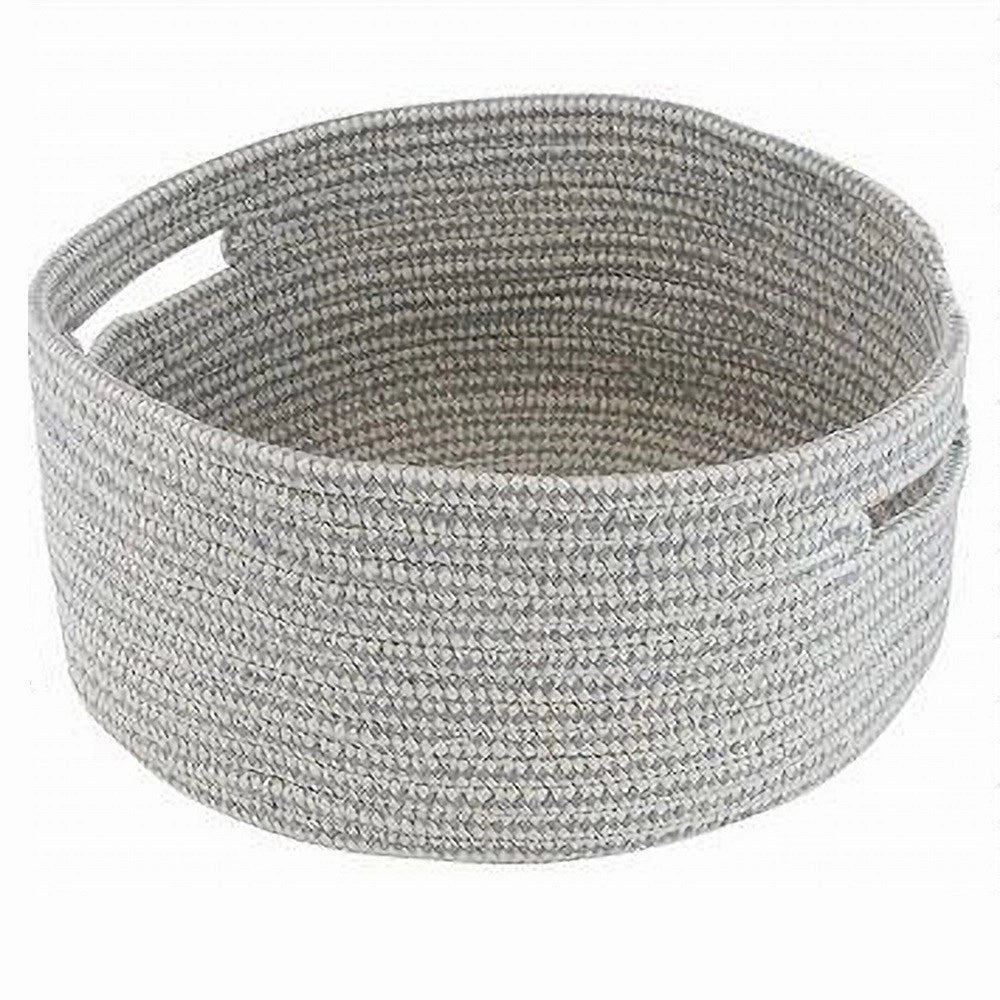 Trade Shop - Cestino Portaoggetti Cesto Con Manici In Tessuto Intrecciato Tondo 29x13cm 10639 -