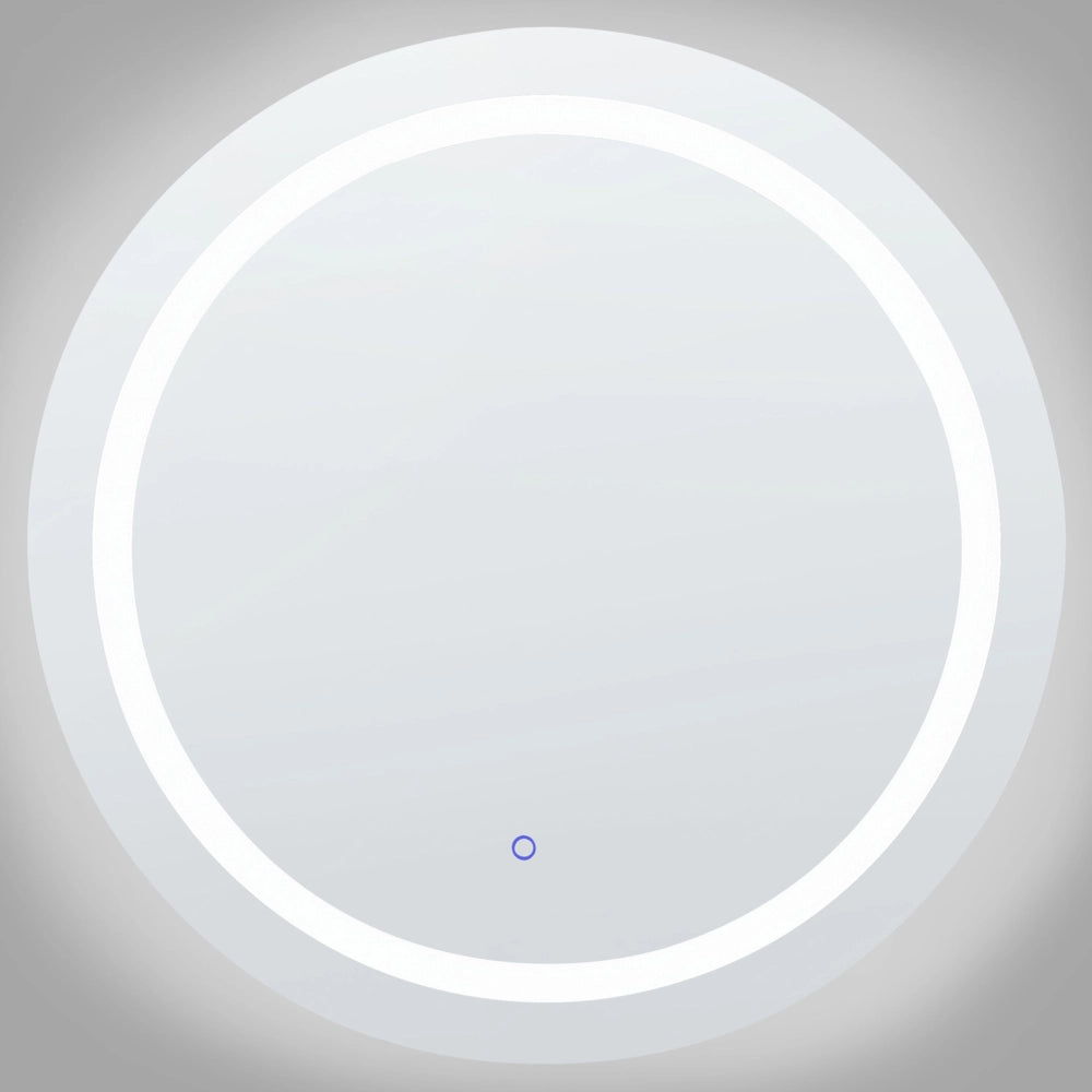 Specchio da muro rotondo color argento con LED ø 79 cm stile moderno contemporaneo bagno illuminazione