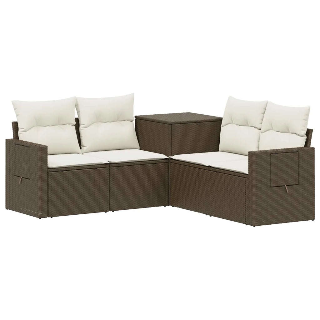 Set di divani 5 pz Marrone e Bianco Crema 3447874