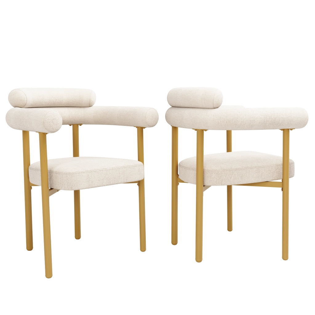 Sedia da sala da pranzo in velluto con seduta ampia e schienale ergonomico, struttura in metallo beige 70 × 62 × 84 cm