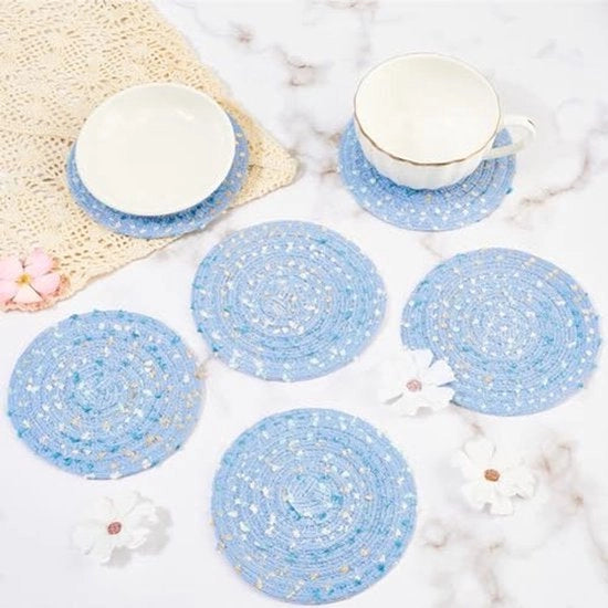6 pezzi di assorbitori per bicchieri in cotone a mano 12 cm di diametro assorbitori per bicchieri in cotone a mano per tavolo, ufficio, auto, casa e giardino.