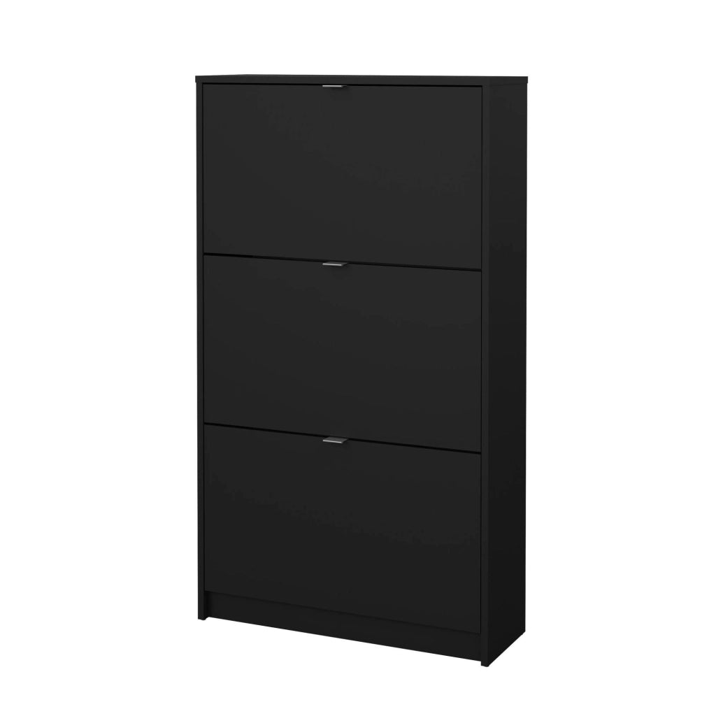 Scarpiera Irina, Mobile portascarpe, Armadio da ingresso multiuso, Mobiletto per calzature, 70x24 h124 cm, Nero