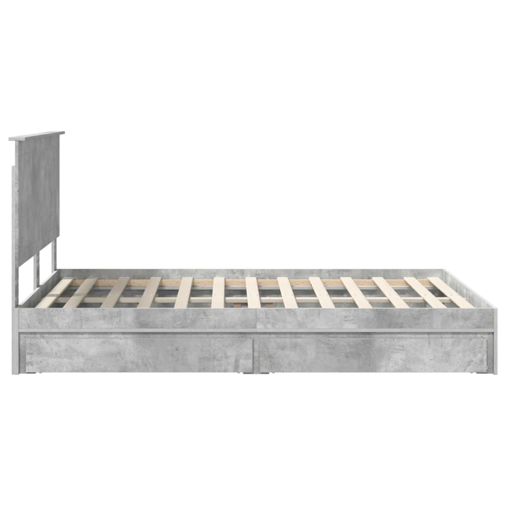Letto con Contenitore con testiera Grigio cemento 135 x 190 cm 3411218