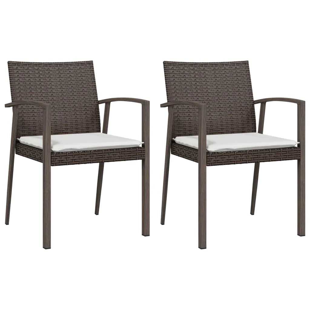 Set Pranzo da Giardino 3pz con Cuscini in Polyrattan e Acciaio 3186969
