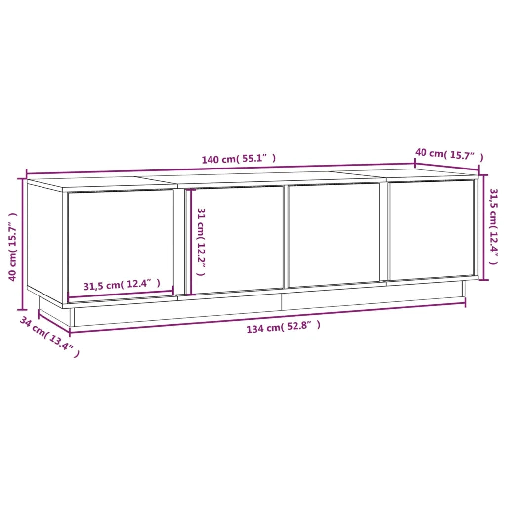 Mobile Porta TV 140x40x40 cm in Legno Massello di Pino 814459