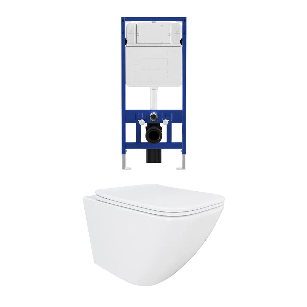 Kit WC sospeso e sistema di scarico da incasso mod. Venezia bianco lucido