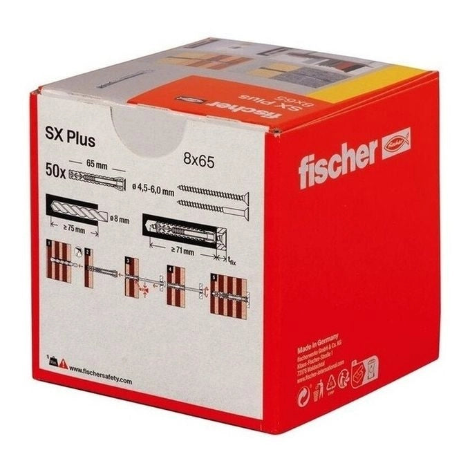 Fischer 568108 ancoraggio a vite e tassello 50 pz Tassello di espansione 65 mm