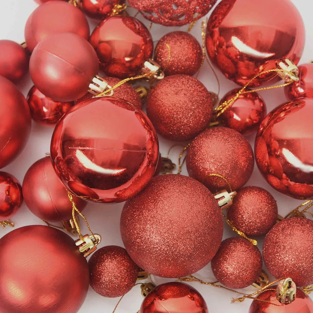 Set di Palle di Natale con 150 LED 61 pz Rosso Plastica CFW1275258