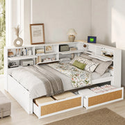 Divano letto multifunzionale con USB e contenitore 140x200 cm; bianco