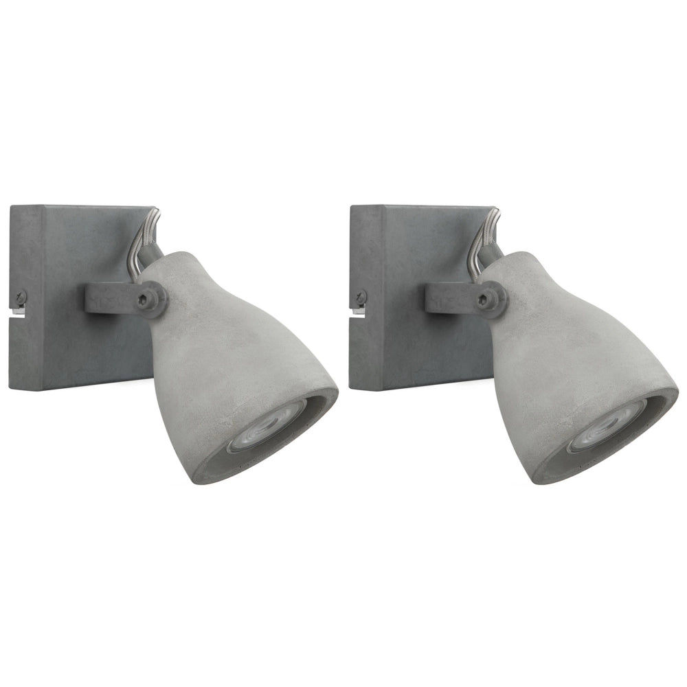 Set di 2 Lampade da Parete applique grigio chiaro cemento naturale paralume regolabile industriale