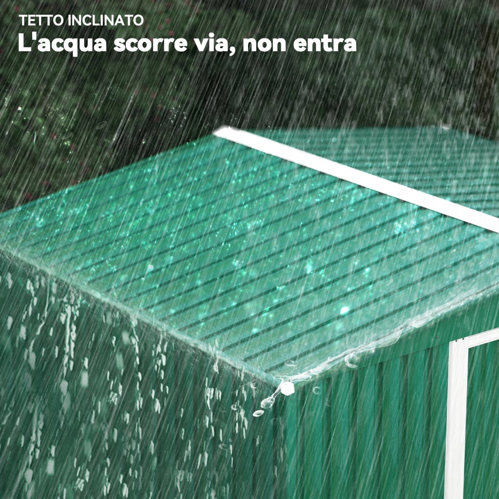 Capanno da Giardino in Acciaio ¨C Zephmum ¨C Verde 258x206x178 cm con Porte Scorrevoli