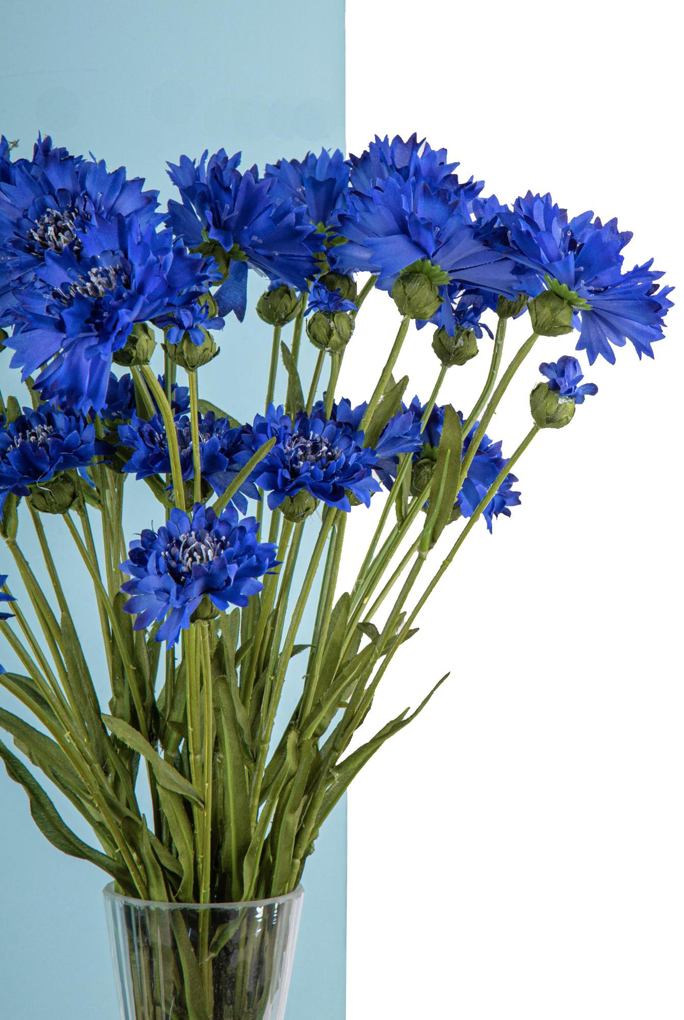 Set 6 Fiordaliso Artificiali con Fiori Altezza 65 cm Blu