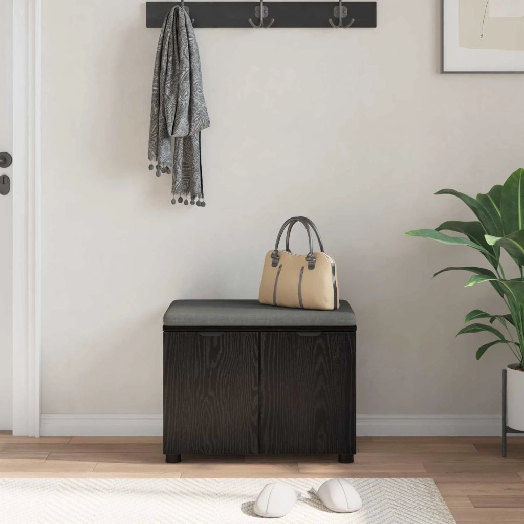 Panca per ingresso con cuscino Rovere Nero 60 x 38 x 46 cm