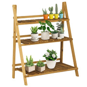 Portapiante Pieghevole a 3 Livelli in Legno di Abete per Esterno ¨C zephmum ¨C 80x37x93cm