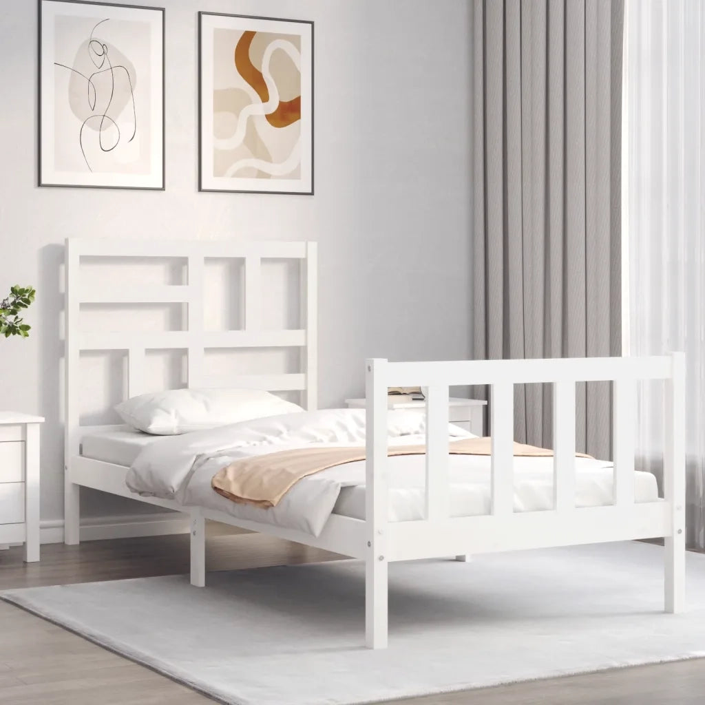 Giroletto senza Materasso Bianco 90x200 cm Legno Massello Pino