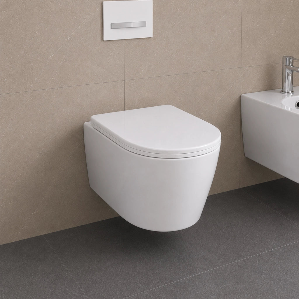 Vaso wc sospeso giunone ceramica bianco lucido scarico a parete *** accessori senza fissaggi, confezione 1