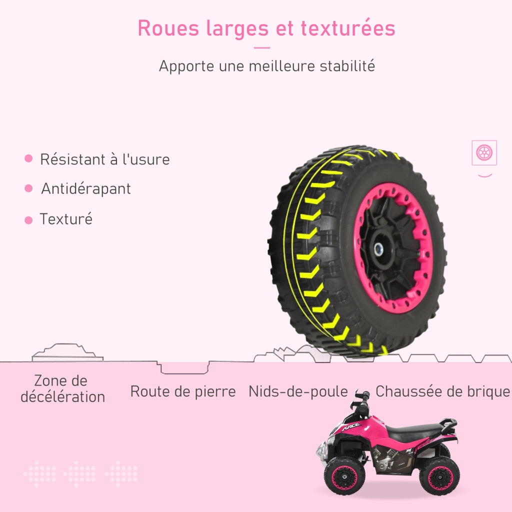 Quad cavalcabile per bambini 18-36 mesi ¨C Xylo ¨C con luci e suoni, rosa e nero, 67x38x44 cm