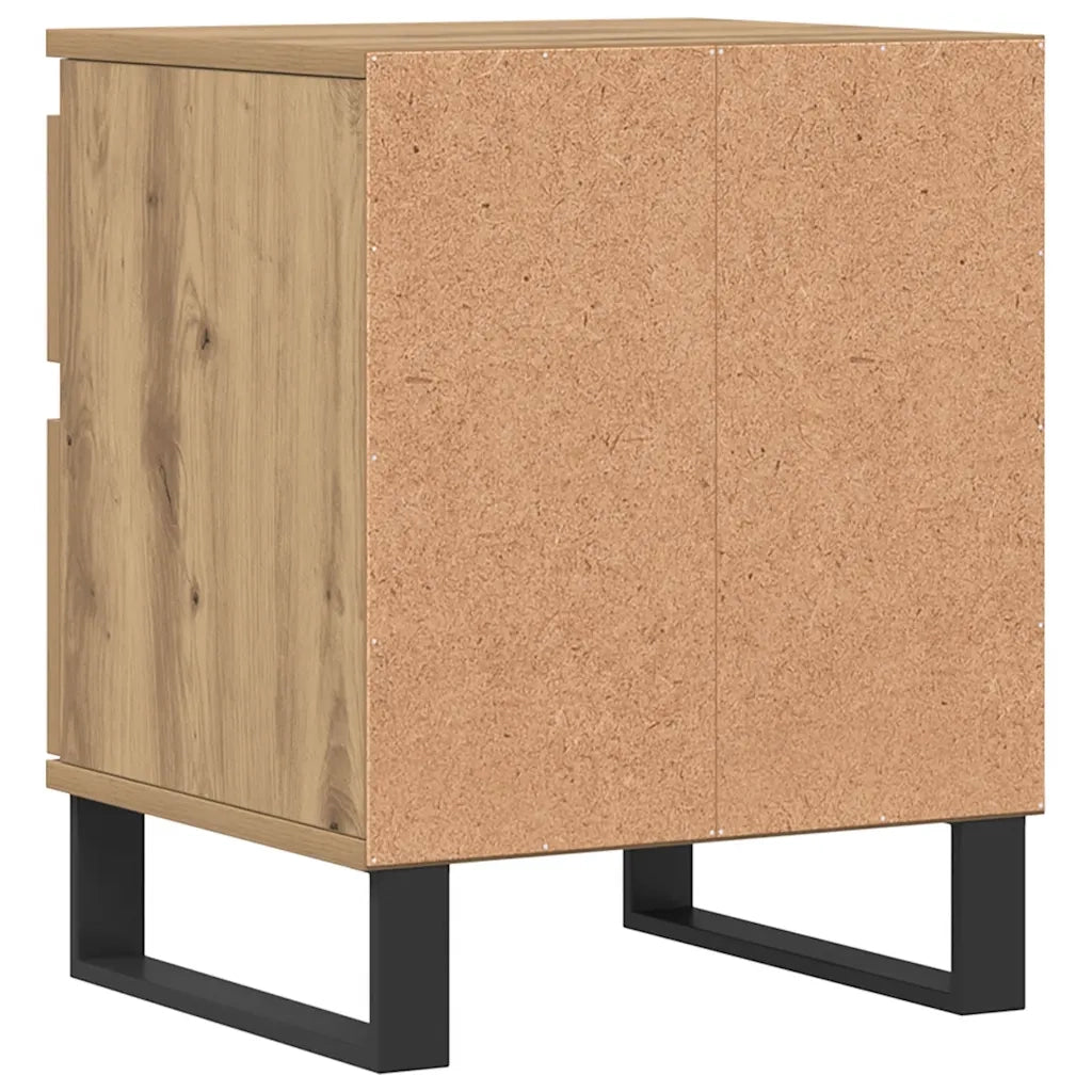 Comodini 2pz Rovere Artigianale 40x35x50 cm Legno Multistrato 857439