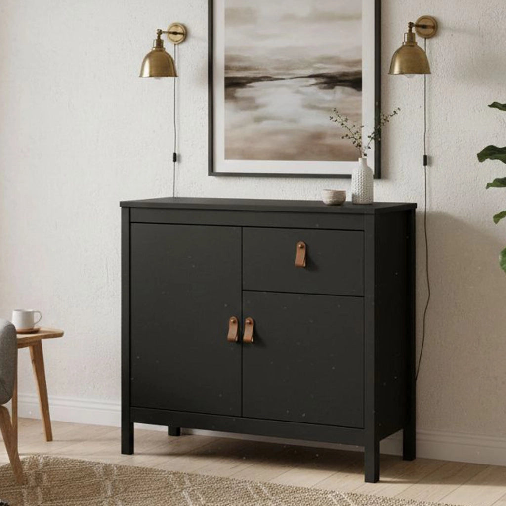 Credenza Romagna, Buffet da soggiorno, Madia da salotto, Dispensa da cucina, 82x38 h80 cm, Nero