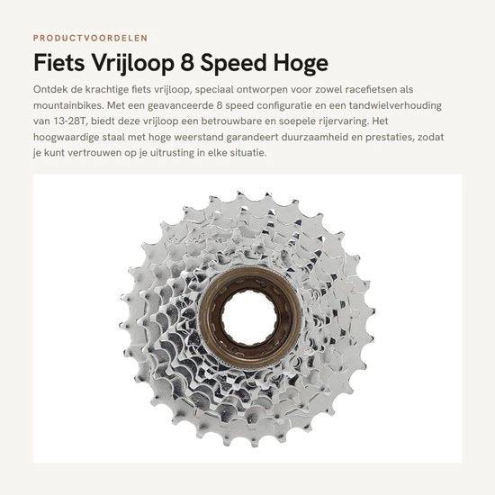 Ciclo da Pista 8 Velocità - Acciaio con Alta Resistenza - 13-28T Cambio - 497g Leggero - Sostenibile - Resistente alla Ruggine - Cassette