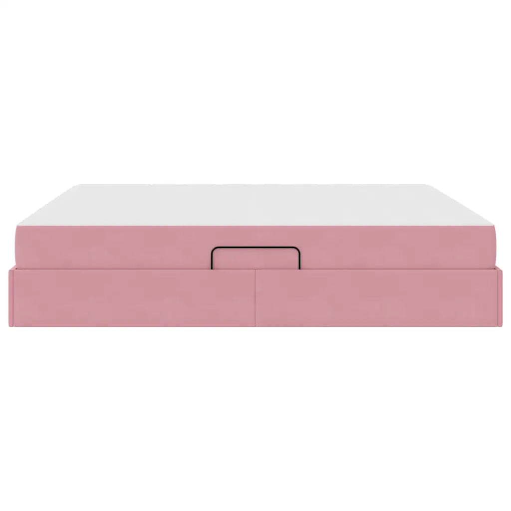 Letto con contenitore e materasso Rosa 160 x 200 cm Velluto