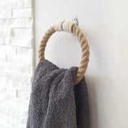 Supporto per asciugamani da parete - Asciugamani raccogliori bagno - Corda di canapa - Accessorio decorativo - Compatta e pratica - Grande capacità di carico