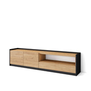 Mobile TV Soggiorno, 207x50x37 cm, Per TV fino a 80", Mobile Soggiorno, Rovere e nero
