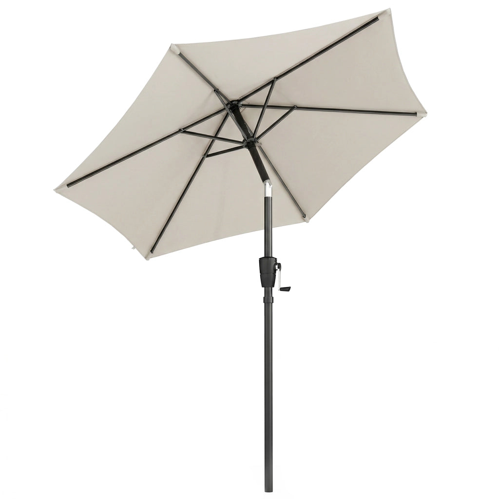 Ombrellone da Giardino Inclinabile 2x2 m a 6 Stecche con Manovella in Metallo e Poliestere Grigio Chiaro